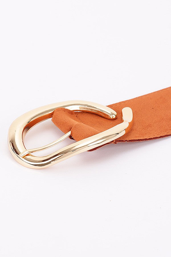 090925 Faux Suede Metal Buckle Belt
