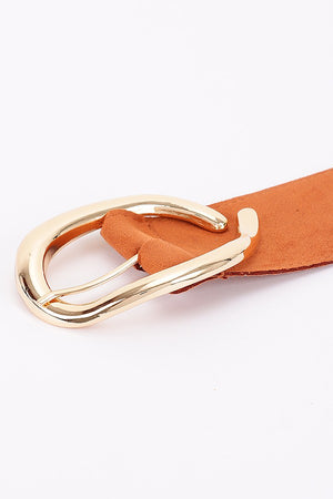 090925 Faux Suede Metal Buckle Belt