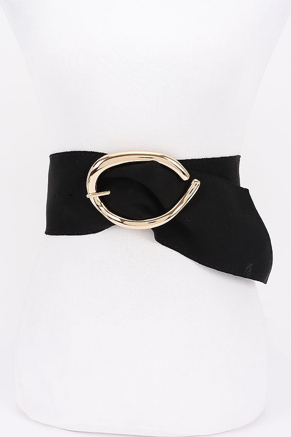 090925 Faux Suede Metal Buckle Belt