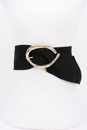090925 Faux Suede Metal Buckle Belt