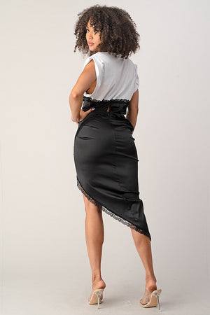 101823 White & Black Asymmetrical Dress