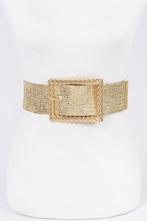 090925 Gold Wide Metal Buckle Plus Size Clear Belt