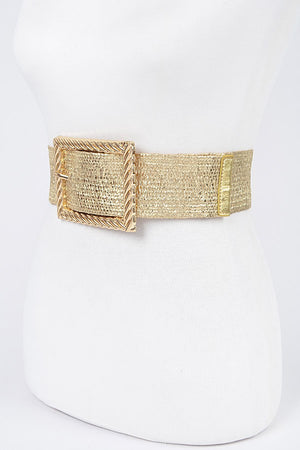 090925 Gold Wide Metal Buckle Plus Size Clear Belt