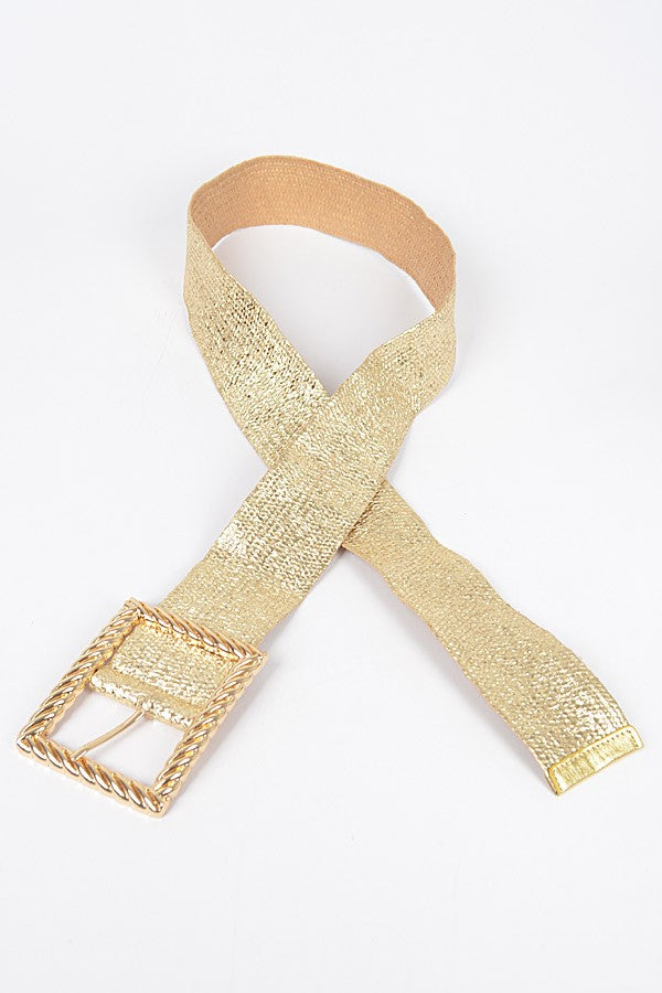 090925 Gold Wide Metal Buckle Plus Size Clear Belt