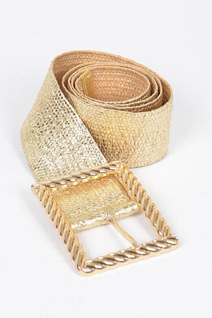 090925 Gold Wide Metal Buckle Plus Size Clear Belt