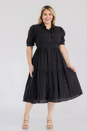 062024 Black Organza Button Down Dress Check