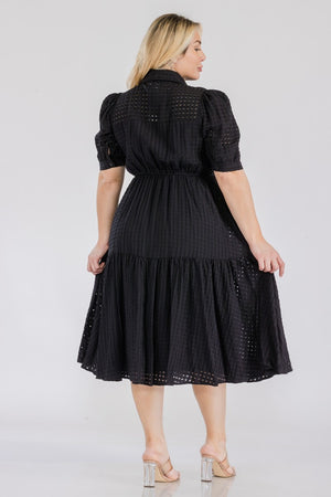 062024 Black Organza Button Down Dress Check