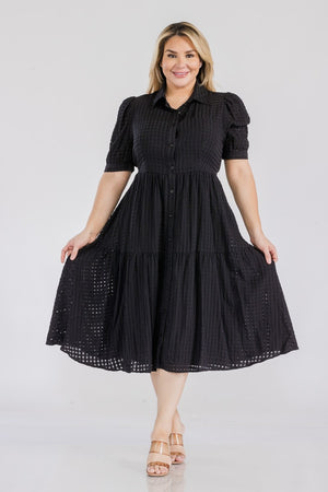 062024 Black Organza Button Down Dress Check