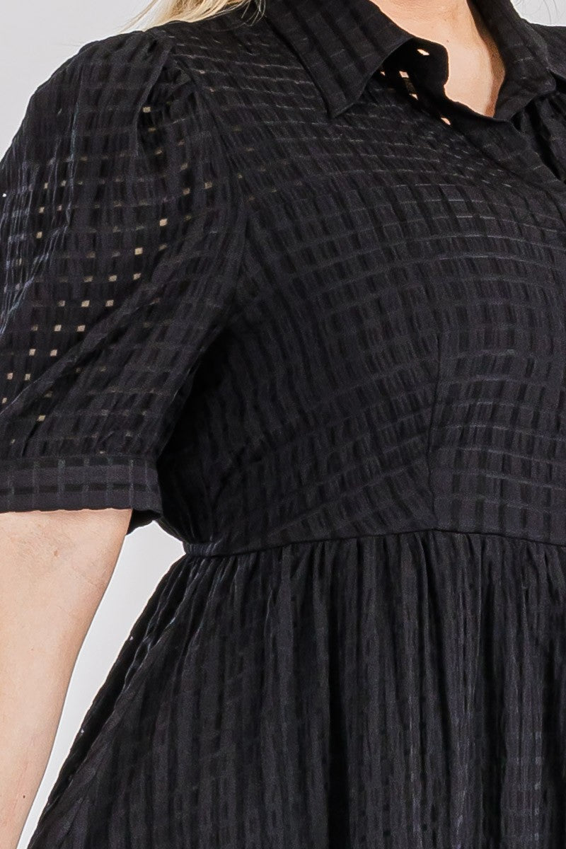 062024 Black Organza Button Down Dress Check