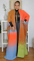 082625 Ombre Open Front Long Cardigan Coat One Size Fit All