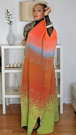 082625 Ombre Open Front Long Cardigan Coat One Size Fit All