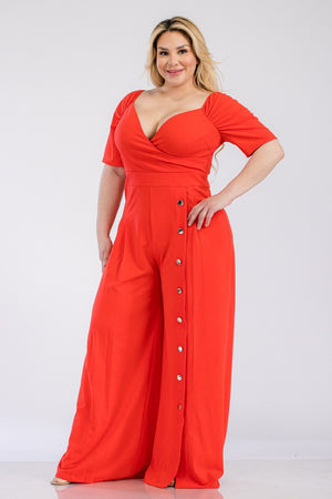 062024 Coral Side Button Down Jumpsuit