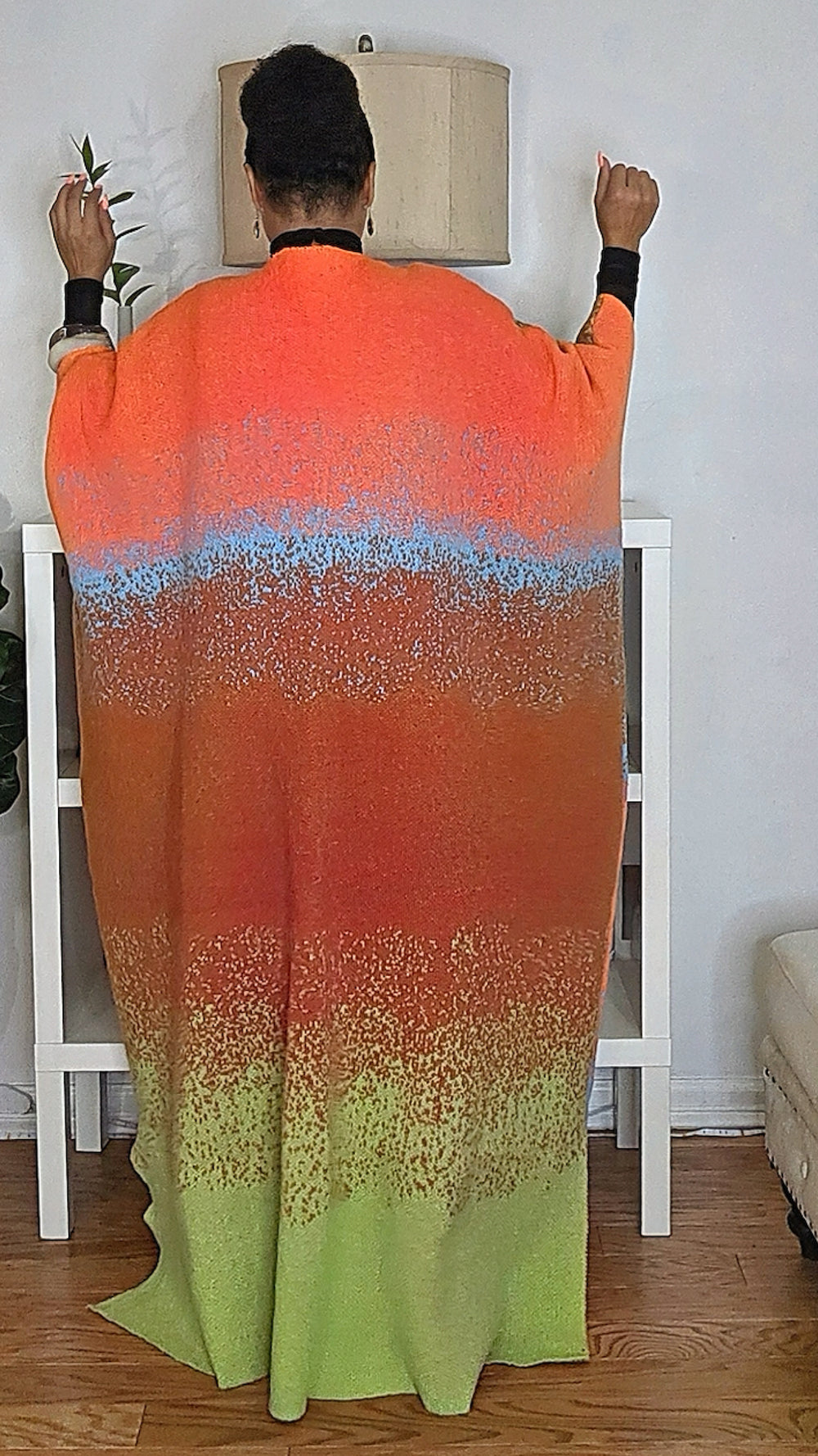 082625 Ombre Open Front Long Cardigan Coat One Size Fit All