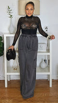 082225 Charcoal Mineral Wash Tencel Wide Denim Pant