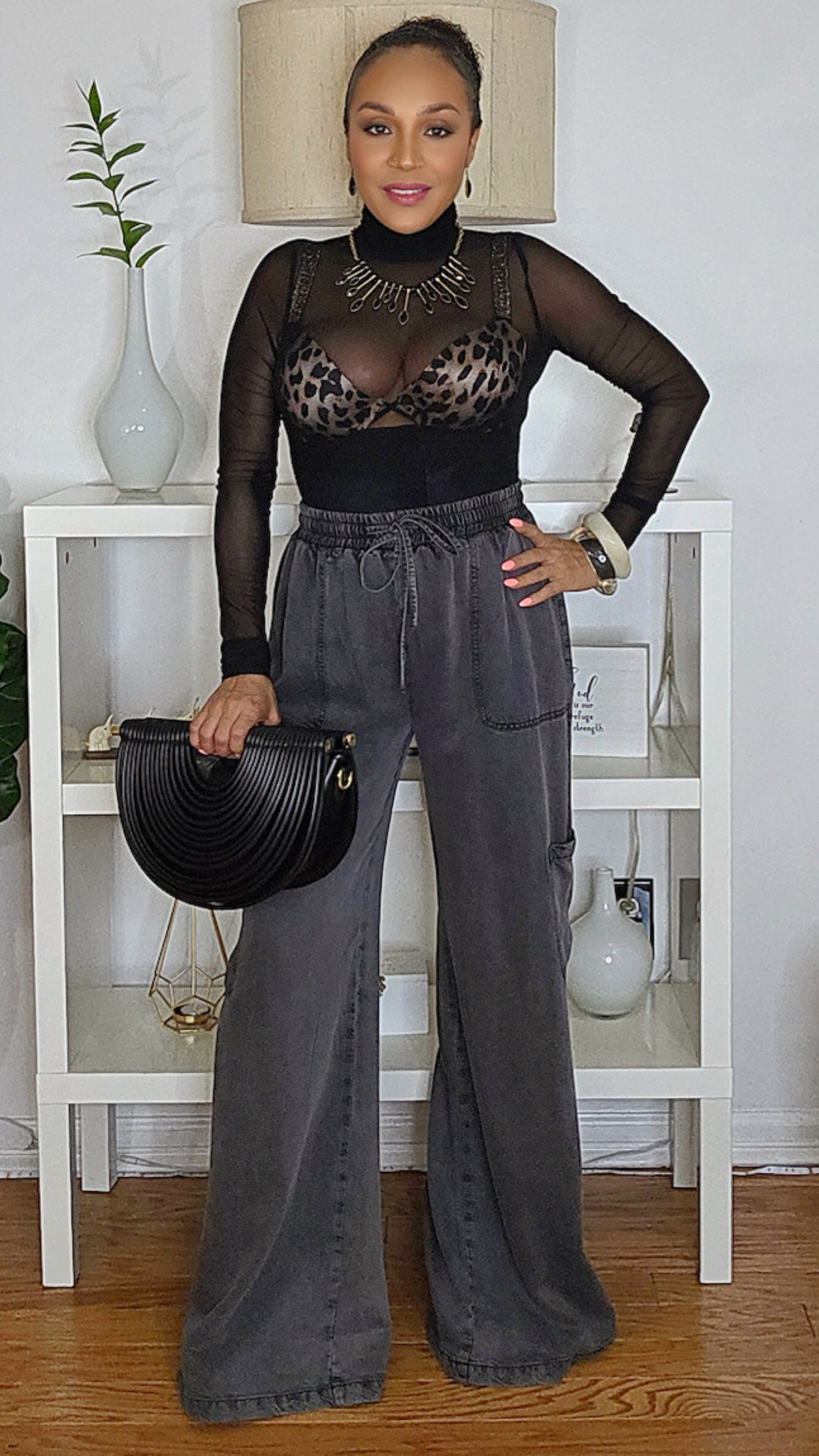 082225 Charcoal Mineral Wash Tencel Wide Denim Pant