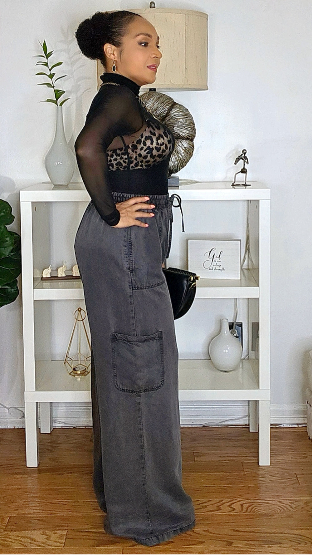 082225 Charcoal Mineral Wash Tencel Wide Pants