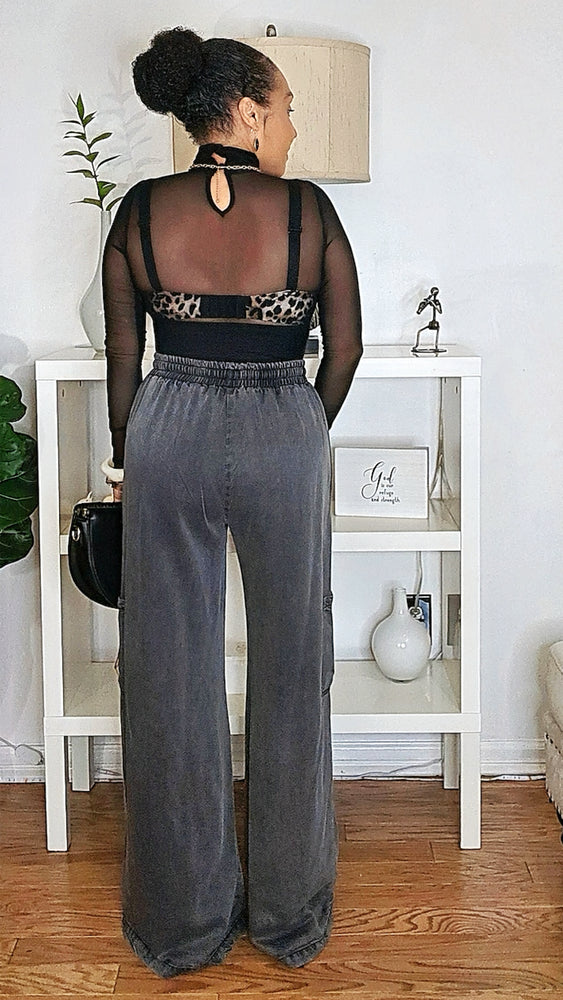 082225 Charcoal Mineral Wash Tencel Wide Pants