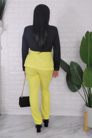 061924 The Black Yellow European Angles Length Pant & Blazer set