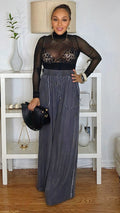 080825 Black Chambray Denim Palazzo Pant