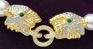 061324 Vintage Panther & Pearl Necklace