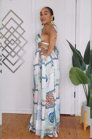 061924 The Mint Hot Summer Backless Maxi Dress with Front Slip