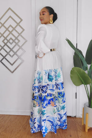 061924 White Tiered Creole Long Sleeve Maxi Dress
