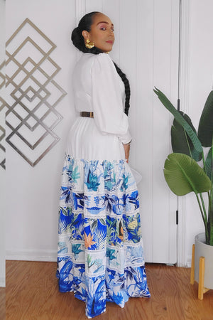 061924 White Tiered Creole Long Sleeve Maxi Dress