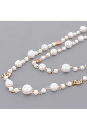 100225 Multi Faux Pearl Layered Necklace