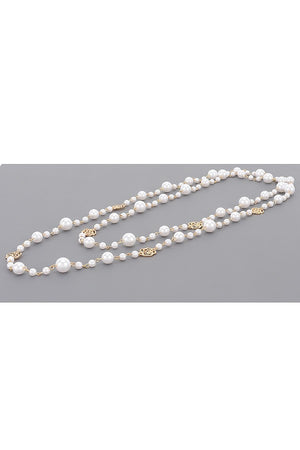 100225 Multi Faux Pearl Layered Necklace