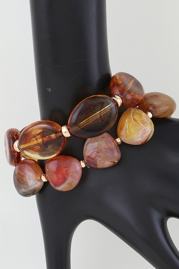 100225 Double Tortoise Stone Beaded Bracelet