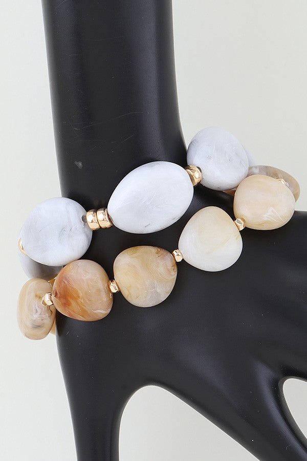 100225 Double Tortoise Stone Beaded Bracelet