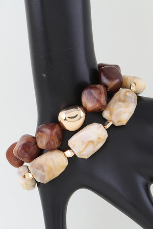 100225 Multi Marble Stone Beaded Bracelet