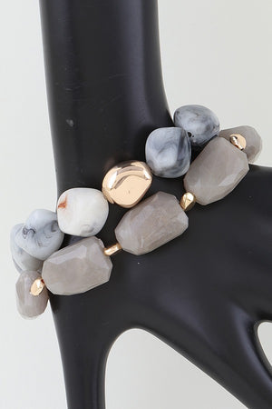 100225 Multi Marble Stone Beaded Bracelet