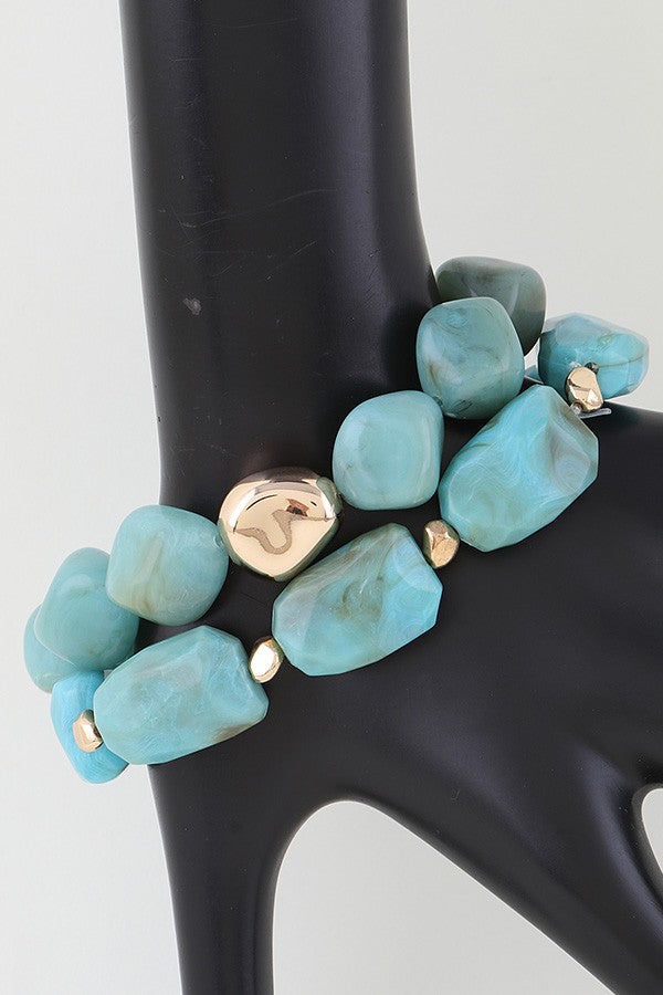 100225 Multi Marble Stone Beaded Bracelet
