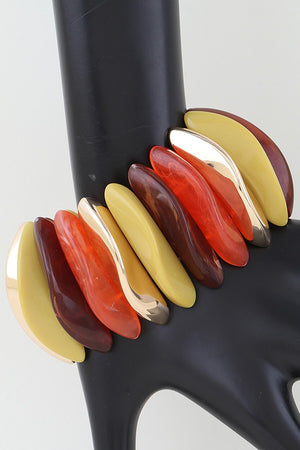 100225 Multi Wide Stone Beaded Bracelet