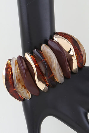 100225 Multi Wide Stone Beaded Bracelet