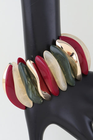 100225 Multi Wide Stone Beaded Bracelet