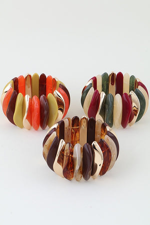 100225 Multi Wide Stone Beaded Bracelet