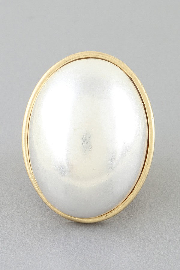 100825 Shimmered Stone Statement Ring-Gold Silver