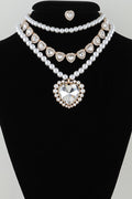 100825 Multi Crystal Heart Beaded Necklace