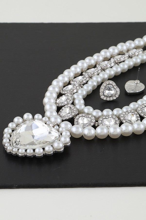 100825 Multi Crystal Heart Beaded Necklace