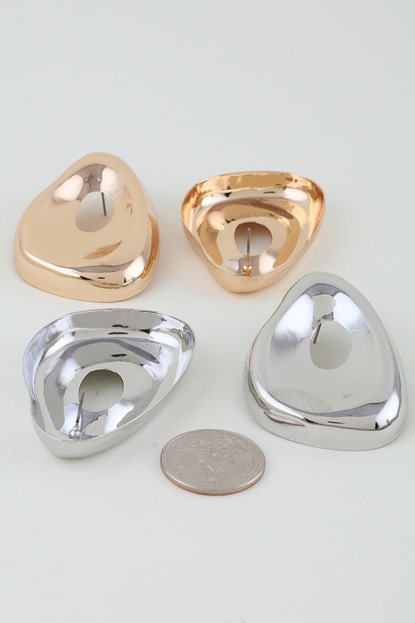 100825 Shiny Hollow Dome Drop Earrings