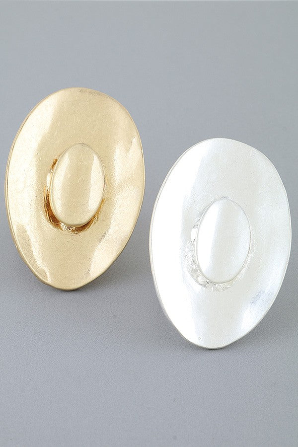 100825 Hammered Double Oval Statement Ring