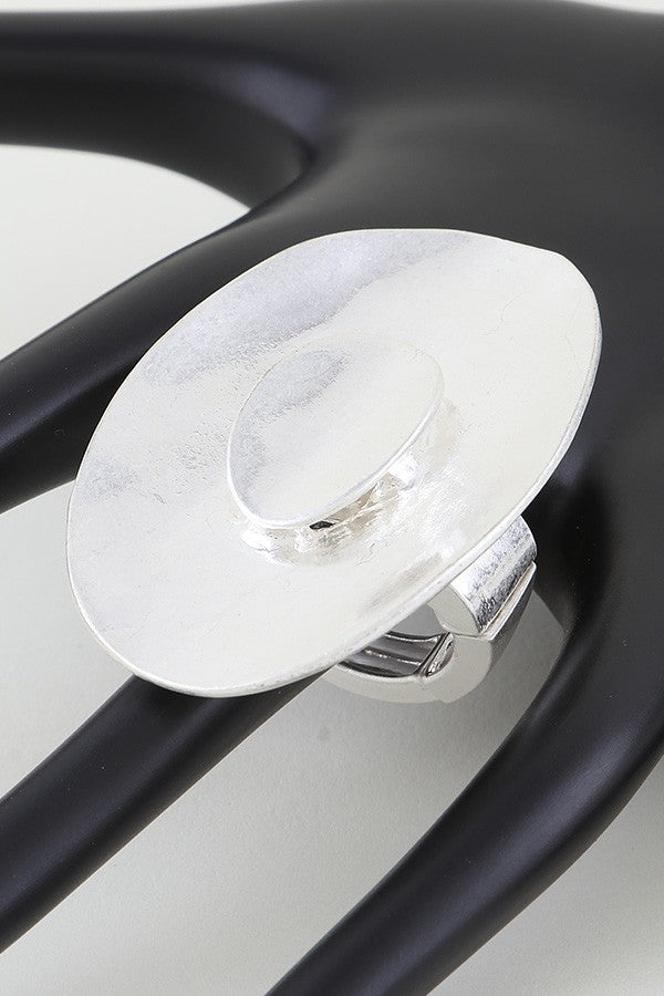 100825 Hammered Double Oval Statement Ring