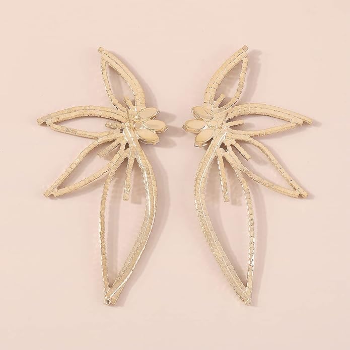 100825 Floral Rhinestones Statement Earrings