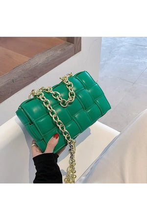 082024 Square Quilted Design Chain Link Handle Bag