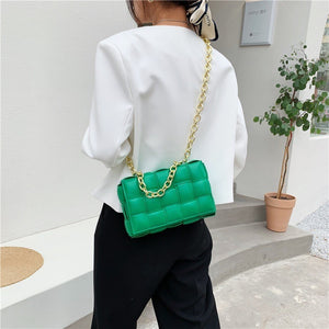 082024 Square Quilted Design Chain Link Handle Bag