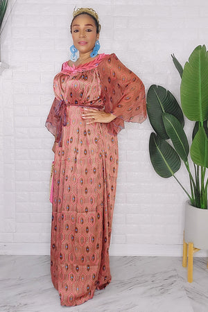 081424 Blush Handmade African Print Maxi Dress