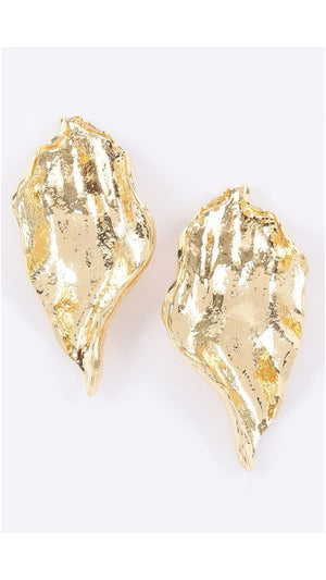 112425 Gold Sculpted Leaf Necklace & Earring Set PREORDER