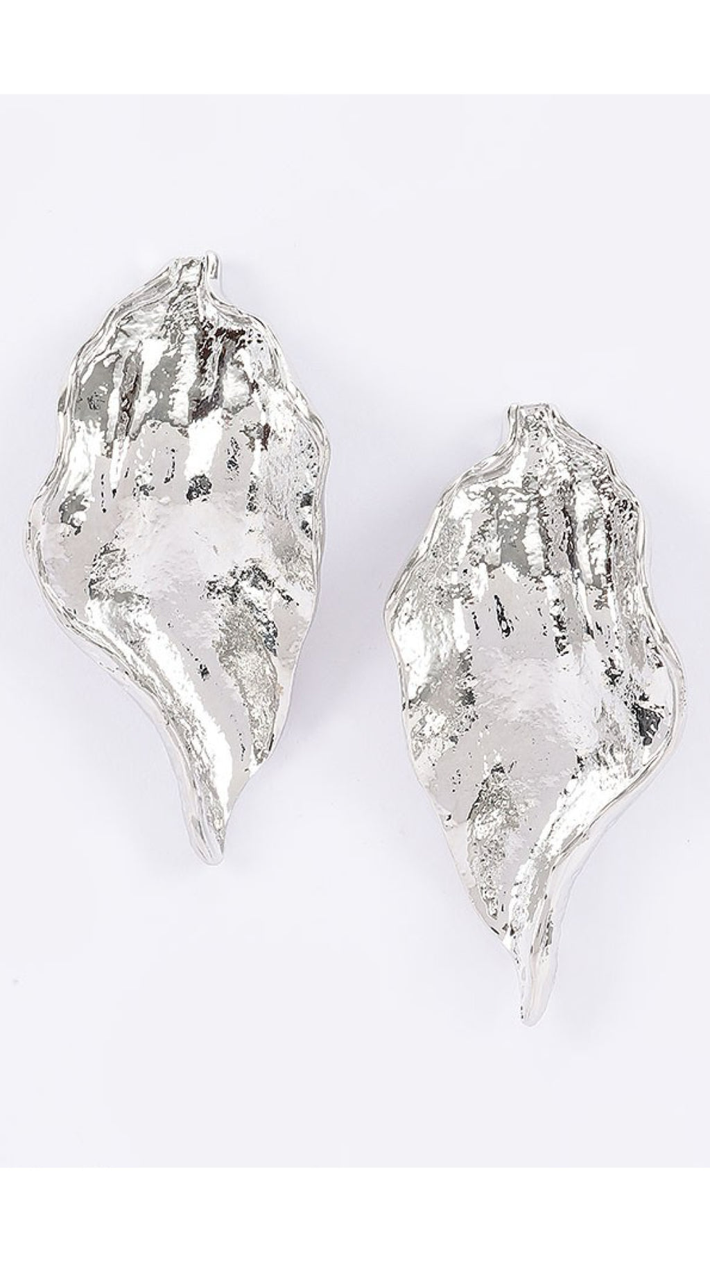 112425 Silver Sculpted Leaf Necklace & Earring Set